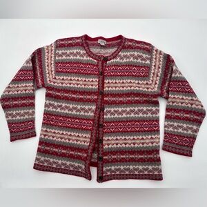 90s Vintage GALLAGHER Chunky Cardigan L Women's Floral 70% Acrylic 30% Wool Hong